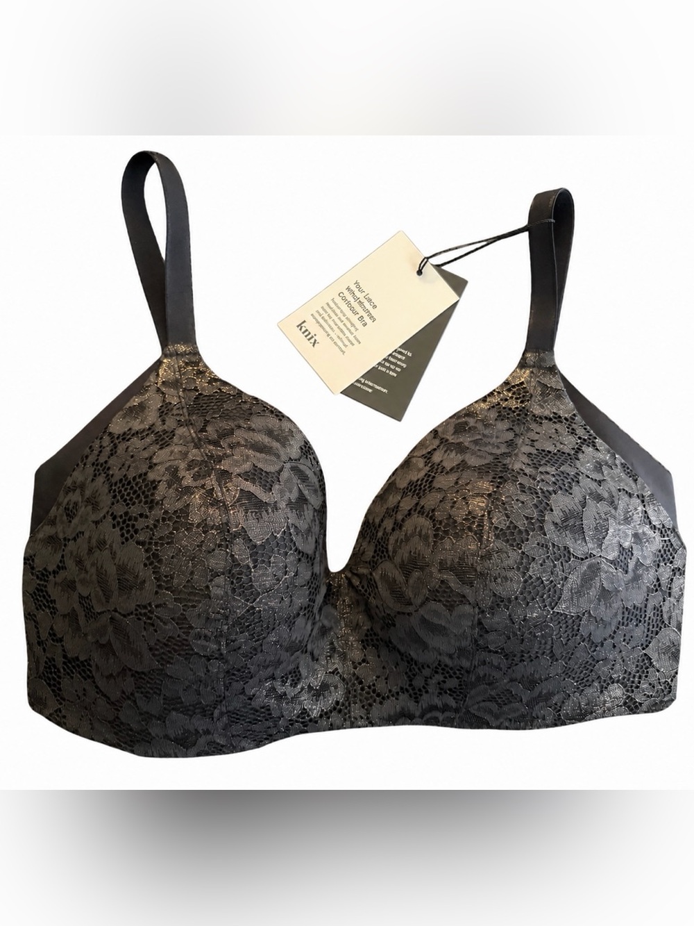 NWT Knix Lace WingWoman Contour Bra Black Size 6 Wireless